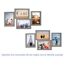 Portaretratos de Pared para Collage de 4 Fotos 4x6 (10x15cm) - Cuadro Decorativo en Gris Mate, Ideal para Decorar - Gris - Ver 4