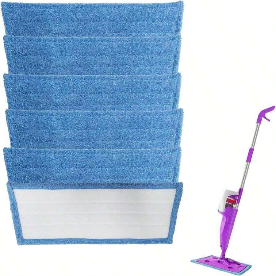 6 Pack Mop Pads Compatible With Rejuvenate Click N Clean Spray Mop Reusable Microfiber Pads Replacement For Rejuvenate Microfiber Mop Washable Mop Refill For Floor Cleaning Without Handle - trắng - Xem 1