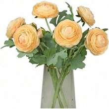 Artificial Ranunculus Flowers With Real Touch Stem, Silk Ranunculus Flowers(10 Pack) (White)-KF - Champagne - View 7