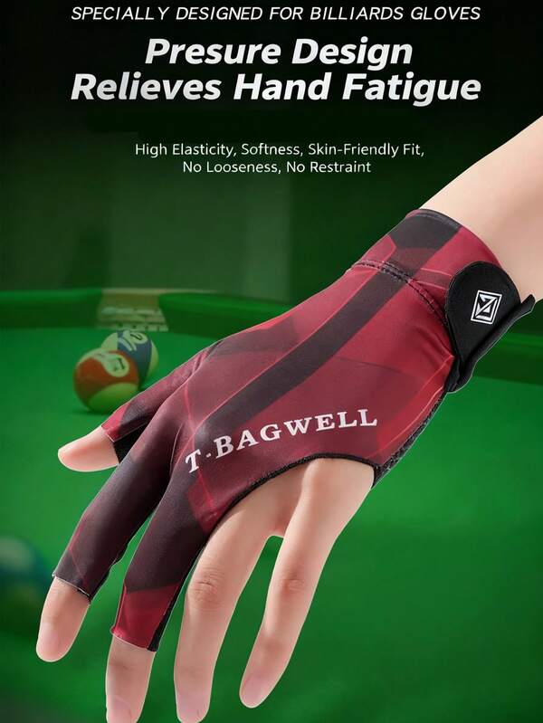 1pc Professional Snooker Cue Glove, Fingerless, Breathable, Non-Slip, Suitable For Billiards