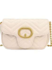 Women's Small Crossbody Bag With Chain Strap Party Bag - Beige - View 2