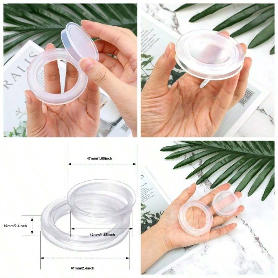 Set de 4 Piezas Tapones y Tapas de Silicona para Agujeros de Sombrilla para Vidrio Exterior Patio Mesa Terraza Jardn, 2 PulgadasNegro - Transparente - Ver 1