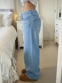 MYOURSA Jeans anchos de cintura baja casual estilo Y2K - Lavado ligero - Ver 2