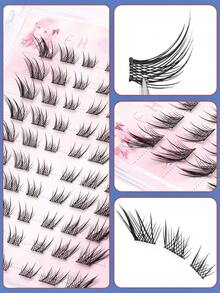 60 pezzi di extension per ciglie riutilizzabili, senza bisogno di colla, facili da applicare, effetto di ingrandimento istantaneo degli occhi, design segmentato per il fai-da-te, per creare occhi personalizzati stile volpe/anime, ciglie singole fatte a mano, aspetto naturale, leggere, fai-da-te, durevoli, adatte per feste, ciglie ispirate agli anime