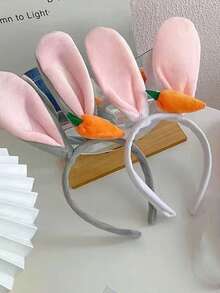 1pc Colorful Plush Carrot Rabbit Ear Headband For Women, Cute & Versatile, Suitable For Ladies/Girls Daily Wear, Holiday Party