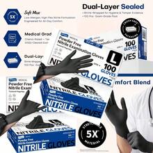 Medical Soft Max™ Black Nitrile Disposable Gloves 100 Pcs LatexFree And PowderFree Food  Food Prep Exam Gloves - 大號黑色 - 查看 1