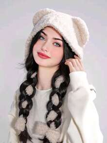 1 pezzo Paraorecchie a forma di orecchie d'orso carino per donna, berretto invernale spesso e soffice in pelliccia sintetica, adatto per attività all'aperto, viaggi e ciclismo