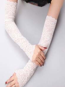 1 Pair Women's Double Layer Lace Cuff Decorative Fake Sleeve Arm Warmers