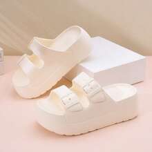 Damen Pantoffeln mit dicker Sohle, für den Außenbereich, Neuer Stil 2025, Plateau-Einriemen-Slides, rutschfeste Hausschuhe für Innen, modische Schnallen-Riemen-Sandalen