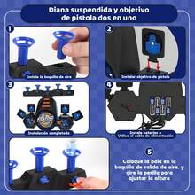 Objetivo de Tiro Electrónico - Juego de Tiro con Pelota Suspendida y 2 Pistolas de Juguete, Recargable por USB, Rebote Automático y Sonido, Juguete/Regalo para Niños de 6 Meses a 2 Años, Color Azul, Material de Plástico - ‎Azul - Ver 3