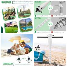 Ancla para sombrilla de playa, anclaje de metal resistente para, soporte de paraguas a prueba dex ido con taladro de sacacorchos de 6 espirales, base para exteriores fcil de instalar en el - inicial - Ver 1