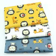 3 Pcs/Lot Cartoon Animal Series Cotton Twill Fabric Owl/Cat/Dog/Swallow Design Printed Cloth Amusement Park/Lion/Giraffe Design DIY Handmade Cloth Head Quilting Patchwork Cloth Group Pillow Cover Cloth Block Sewing Scrapbooking Cloth Tecidos Calico - C - View 6