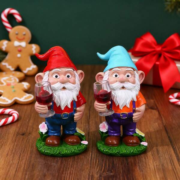 1PC Christmas Gnome Decoration - Wine - Holding Gnome, Perfect Xmas Gift & Holiday Ornament