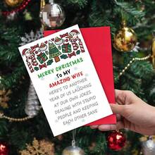 1pc Amazing Wife Merry Christmas Card, Special Xmas Card For Wife, Funny Christmas Card For Wife, Keeping Each Other Sane - one-size - View 4
