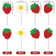DStrawberry Cake Decorations Strawberry Party Decorations Strawberry Birthday Decorations - 如圖 - 查看 5