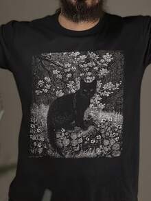 The Witch - Lionel Lindsay T-Shirt, Vintage Black Cat Tee, Black And White Engng Shirt, Art Lover Halloween Gift, Gothic Modern Art Top - 款式12 - 查看 1