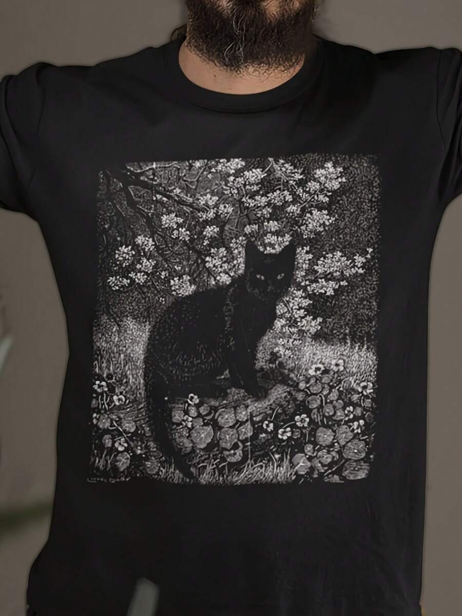 The Witch - Lionel Lindsay T-Shirt, Vintage Black Cat Tee, Black And White Engng Shirt, Art Lover Halloween Gift, Gothic Modern Art Top - 款式12 - 查看 1