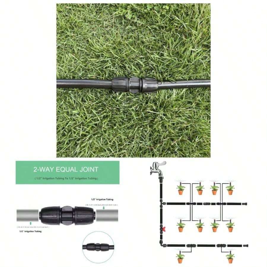 Drip Irrigation Fittings, 520 IDx. 650 OD 12 To 14 Irrigation Parts Barbed Reducer Tee, Lock Reduced 6 Way Connectors - 10 Pack - 1/2" Straight Connectors - View 1