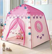 LUNA PARK Casa De Niñas Mariposa Rosa con Bolsa de Regalo y Luces LED Castillo Princesa Casa de Campaña para Niñas Tienda Carpa de Juego Niños Regalo de Cumpleaños para Niños 1.35m - 1 - Ver 6