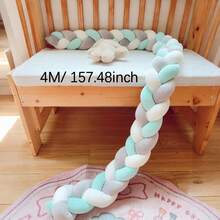1 件手工针织婴儿床保险杠、柔软扭结球编织保护垫、婴儿床装饰保护垫、婴儿头部、婴儿床围栏垫、婴儿床保险杠、四季防撞垫、育儿室装饰、男孩和女孩的礼物
