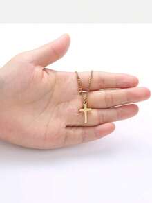 Men Stylish Minimalist Cross Pendant Necklace Perfect Gift For Boyfriend Accessories Durable Stainless Steel Chain Fashion Statement Gift For Him