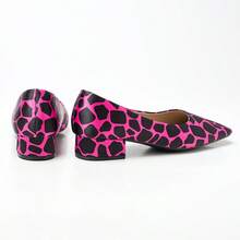New Polka Dot Chunky Heel Shoes For Women, Square Toe Comfortable Casual Shoes, Plus Size Low Heel Shoes - 玫紅色 - 查看 7