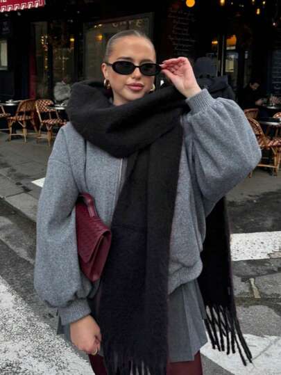 1 Stück Damen Weißer Winter Quasten Schal, vielfältig tragbar als Turban, Schal, Geschenk für Damen, warmer Schal gegen Wind und Kälte, Multifunktional für Alltag, Reisen und andere Anlässe