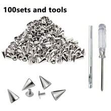 7x10mm Spiked Punk Rivets Multiple Sizes Screw Back Studs Punk Rock Bullet Rivets For Home DIY Sewing Clothing Leather Craft - Silver - View 6
