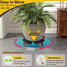 - Soporte para plantas resistente con ruedas, 1 paquete ajustable de 15 a 22 unidades con ruedas giratorias con bloqueo de 420 libras, soporte rodante/Dolly/Roller para macetas grandes para - 1 + Negro - - Ver 4