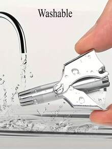 1件创意不锈钢手动鼻毛修剪器/可水洗男女通用鼻毛修剪器鼻毛修复工具 - 銀色 - 查看 3