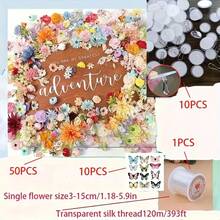 71pcs Suspended Flower Decor Set, DIY Floating Flower Curtain, Includes Artificial Flowers, Fishing Line, Adhesive Hooks, Easy To Install - Suitable For Weddings, Parties, Home Decor And Photography Props