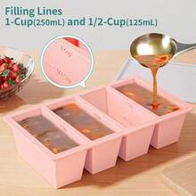 Silicone Freezer Tray For Sauce Cube: Silicone Freezing Tray For Broth Soup Storage - Freeze 250mL 125mL Souped Portion - Hồng - Xem 4