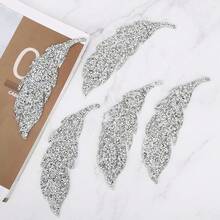 EstiloParches Adhesivos Para Planchar En Forma De La Hoja, 5 Piezas Parche Adhesivo Con Diamantes De ImitacióN Adornos Parche Para Ropa Jeans DecoracióN De ReparacióN (Oro)VersióN Mejorada - Pago - Ver 5