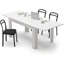 Mobili Fiver, Mesa de Comedor fácil y Extensible, 55.1 x 35.4 Pulgadas, Color Negro Ashwood, Fabricado en Italia - blanco (ceniza blanca) - Ver 6