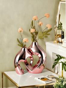 2pcs Ceramic Vase Set - Modern Wreath Shaped White Minimalist Style Decorative Vases, Suitable For Living Room, Entryway, Bookshelf, Fireplace Mantel, Centerpiece