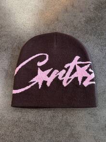 1 pieza Gorro de punto estilo estadounidense para mujer, accesorio de ropa de calle casual y cálido para otoño/invierno