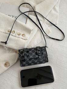 1pc Mini Retro Floral Pattern Flap Chain Decor PU Leather Crossbody Bag, Fashionable For Women Daily Use - Multicolor - View 3