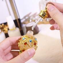 15 Ml Beautiful Vintage Round Enameled Glass Perfume Bottle, Refillable Essential Oil Container, Must-Have Accessory For Holiday Travel, Perfume And Essential Oil Dispenser Bottle, (No Perfume, Empty Bottle Only) + Essential Oil Refill Gift Set