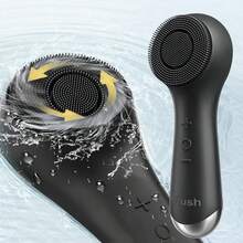 360° Rotating Facial Cleansing Brush, Silicone Face Scrubber With Dual Vibration Modes, Facial Massage, USB Rechargeable Face Wash Brush, Blackhead Remover - Multicolor - View 2