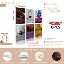 6pcs/Set Music Album Art Painting, Canvas Wall Art, Artwork Wall Painting Suitable For Home Decor, Room Decor, Bedroom Decor, Living Room Decoration, Bathroom Decor, Wall Decor, Optional Wall Art With Frame