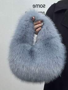 手提毛毛包女2025秋冬新款今年流行包包高级感小众毛绒包包