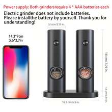 1 buah/2 buah Set Penggiling Garam dan Merica Elektrik, Bertenaga Baterai (Baterai Tidak Termasuk), Penggiling Merica Otomatis, Pengoperasian Satu Tangan, Tingkat Kekasaran Dapat Diatur, Dengan Alas Penyimpanan dan Lampu LED, Penggiling Rempah Elektronik - MultiWarna - View 10