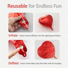 1 Set de Globos con Forma de Corazón y Oso Adorable, Incluye 1 Globo de Papel de Aluminio Rojo de 18 Pulgadas y Globos de Látex Rojos. Adecuado para el Día de San Valentín, Fiesta de Cumpleaños, Decoración de Cumpleaños, Decoración de Fiesta, Despedida de Soltera, Fiesta de Compromiso, Boda, Propuesta. - Multicolor - Ver 10