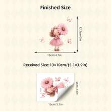 BRUP 1pc Removable Vinyl Wall Sticker, Cute Pink Girl, Flower & Butterfly Pattern, Glow-In-The-Dark, Decorative Wall Decor For Kids Room - Multicolor - View 10