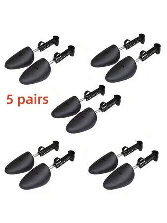 1/5pairs Unisex Black Adjustable Plastic Shoe Trees, Pu Leather Shoe Lasts, Sports Shoe Shapers, Shoe Stretchers, Shoe Covers.