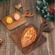 1 pieza Tabla de cortar con forma de cuerno de ciervo de madera de rosa, madera maciza, adecuada para cortar carne, queso, pan, verduras y frutas - Tabla de charcutería, tabla de quesos, ideal para rebanar y exhibir alimentos, bandeja decorativa navideña - color madera - Ver 8