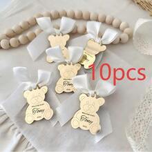 10/30/50/100/200pcs Customized Acrylic Mirror Teddy Bear Tags Personalized Baby Shower Christening Gift Name Acrylic Tags Party Favor Decorations, Personalized Mirror - Multicolor - View 11