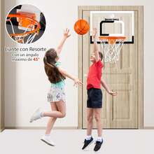 Tablero de Basquetbol para Niños, Mini Canasta de Baloncesto de Pared Interior, Aro Reforzado y 3 Mini Balón, Canasta Básquetbol para Puerta y Pared, Regalo Juguetes Deportivos - Blanco y Negro - Ver 4
