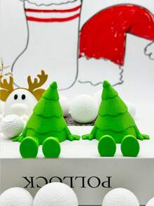 Christmas Decorations, Brother Christmas Tree, Christmas Deer, 3D Printed Plastic Figurines, Desktop Christmas Decor, Sitting Christmas Tree With Legs, Movable Joint Christmas Tree, Faux Snow Balls, Desk & Windowsill Decor, Store Holiday Decorations, Holidays, Parties, Christmas Gifts, Mini Home Decor Accessories, Christmas Celebration Ornaments - Multicolor - View 10