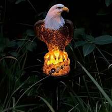 1pc Solar Powered Eagle Lawn Light, Animal Resin Lamp, Garden Pathway Light, Landscape Decor Light, Hotel Outdoor Night Light